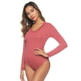 thumbnail image 2 of Purcoar Women's Bodysuit V-Neck Long Sleeves Shapewear Onesies Body Suit, 2 of 7
