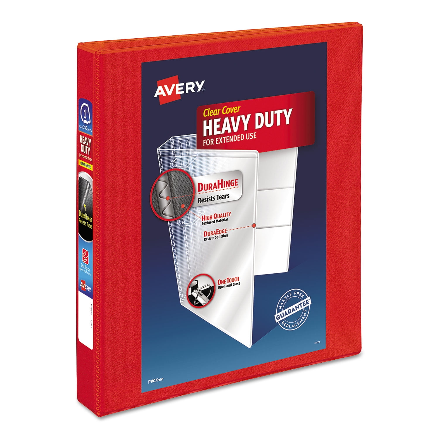 Avery Heavy-Duty View Binder with Durahinge and One Touch Ezd Rings, 1.5' Capacity, 11' x 8.5', Red