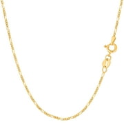14k Yellow Solid Gold Figaro Chain Necklace, 1.3mm, 24"