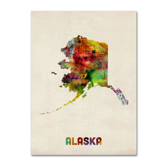 Trademark Fine Art "Alaska Map" Canvas Wall Art by Michael Tompsett
