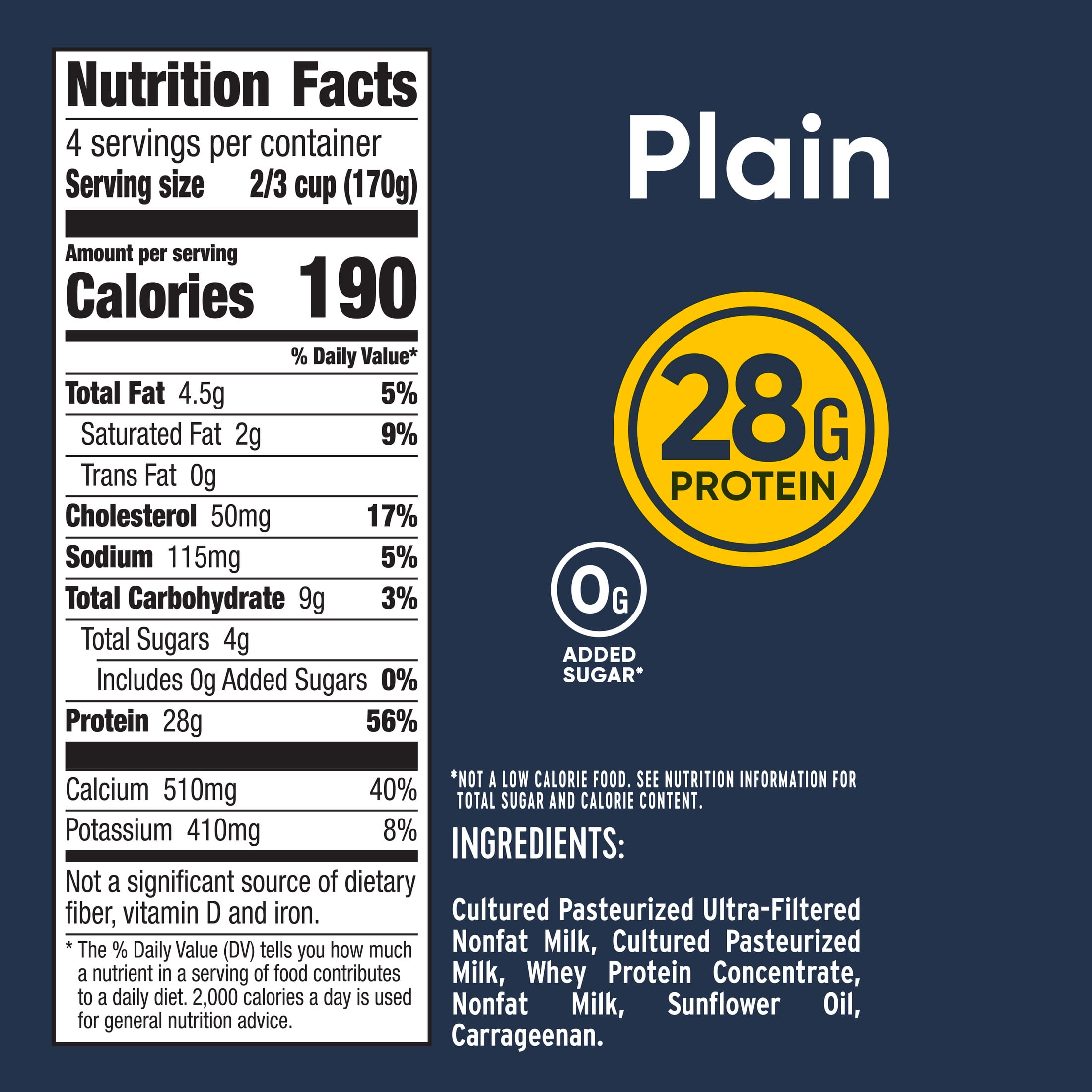 :ratio Protein Yogurt, Plain, 28g Protein, 24 oz