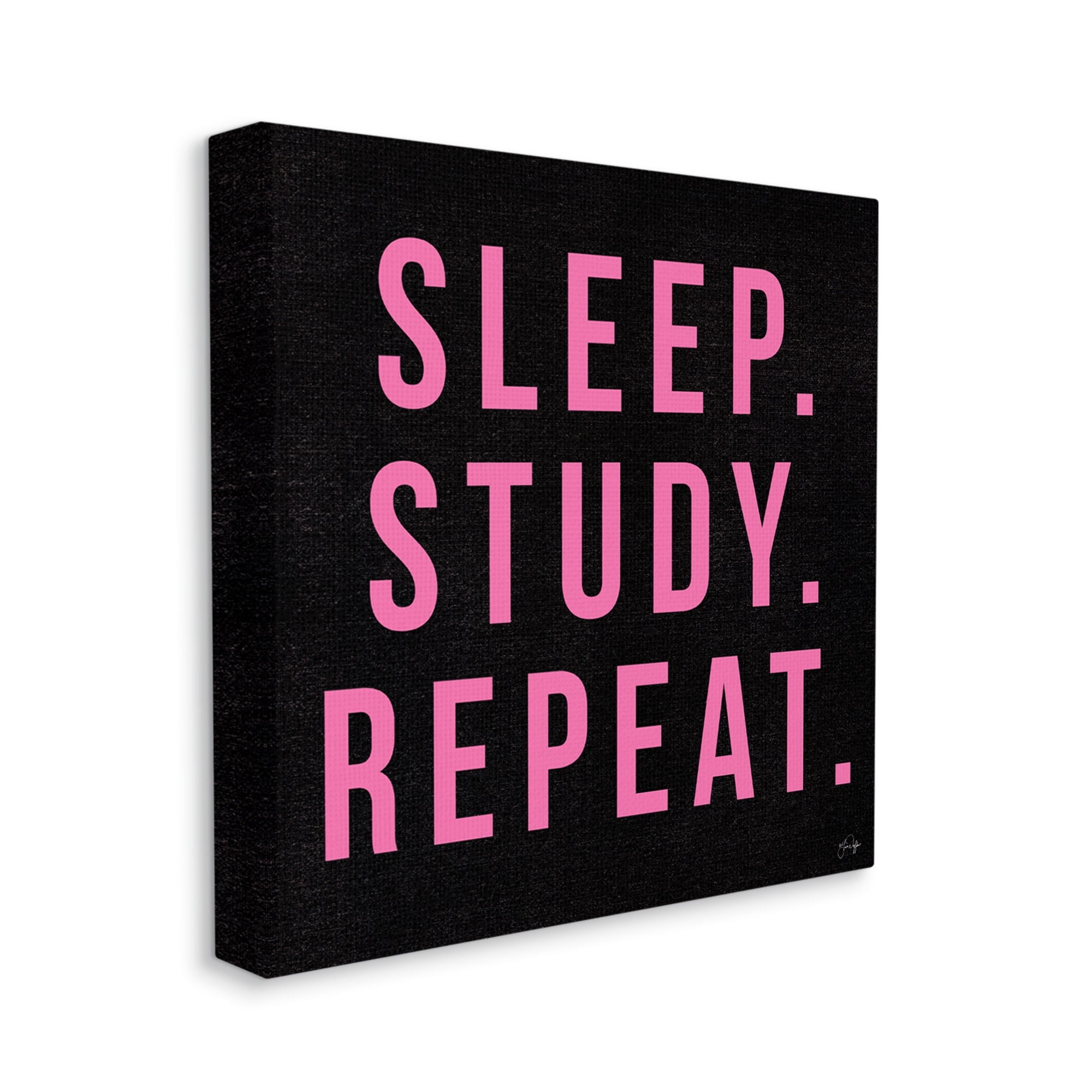 Stupell Industries Sleep Study Repeat Black & Pink Student Typography Canvas Wall Art, 36 x 36, Design by Yass Naffas Designs