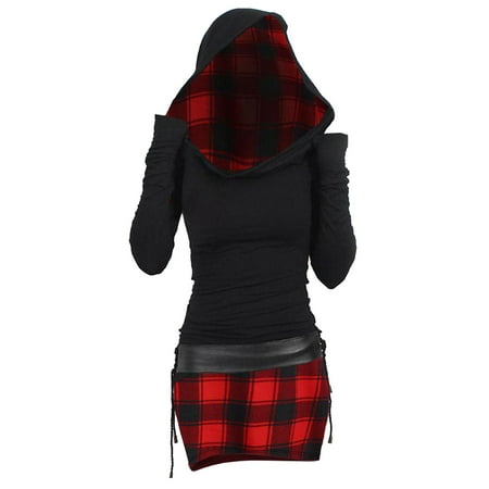 

Women Daily Autumn Casual Long Sleeve Lace Up Pullover Dress Hooded Contrast Two Tone Cinched Summer Sports Bras Women