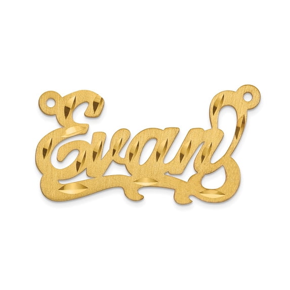 Solid 14k Yellow Gold .013 Gauge Diamond-cut Name Plate Brushed Matte Finish Pendant Charm