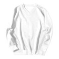 thumbnail image 5 of Sweatshirts for Men V Neck Pullover Long Sleeve Sweat Shirt Plain Casual Tee Soft Pullover Top Ribbed Cuffs Mens Solid Casual Sweatshirt for Fall Winter Daily Basic Wear Home Lounging White 2XL, 5 of 6
