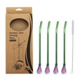thumbnail image 2 of Stainless Steel Straw Spoon Coffee Beverage Stirring Spoon Milk Tea Filtering Straw Spoon With Straw Brush Cleaner, 2 of 5