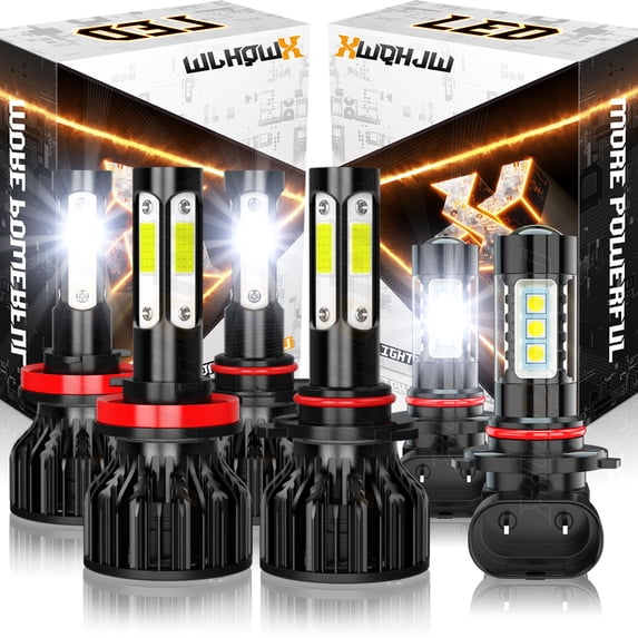 6x 9005 H11 LED Headlight Low/High Beam & 9005/9006 Fog Light Bulbs Combo Kit Xenon White 6000K