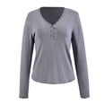 thumbnail image 1 of Playera George para Mujer, Henley Manga Larga Azul Marino Talla G, 1 of 4