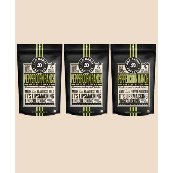 Pop Daddy Pretzels Sticks, Peppercorn Ranch, 7.5oz Bags, Pack of 3