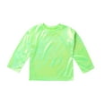 thumbnail image 3 of Zaldita Kids Girls Shiny Metallic T-Shirt Long Sleeve Loose T-Shirt for Stage Performance Costume Jazz Hip Hop Dancewear Green 3-4, 3 of 7