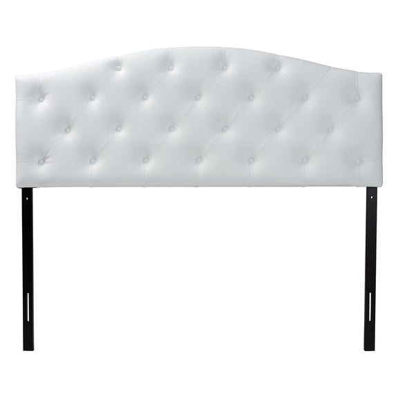 Bowery Hill Modern Faux Leather Tufted Full Panel Headboard in White