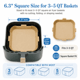 thumbnail image 5 of NIUTA® Air Fryer Liners Disposable, 100 Pcs 6.3 Inch Square Air Fryer Paper Liners with Easy-Lift Tabs, Food Grade Non-Stick Oil-Proof Parchment Paper for Air Fryer Basket, 3-5 QT, Baking & Roasting, 5 of 7