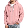 thumbnail image 5 of Lumtrix Zip Up Hoodie Men Long Sleeve Solid Color Plain Hooded Sweatshirts Casual Fall Spring Winter Track Jackets Pink XL, 5 of 5