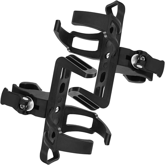 2-Pack Universal Bottle Holder for Bicycle - 360° Adjustable Holder for Bike, Stroller & Walker - Mountain Bike Cup Holder for Bicycles & MTB - Black