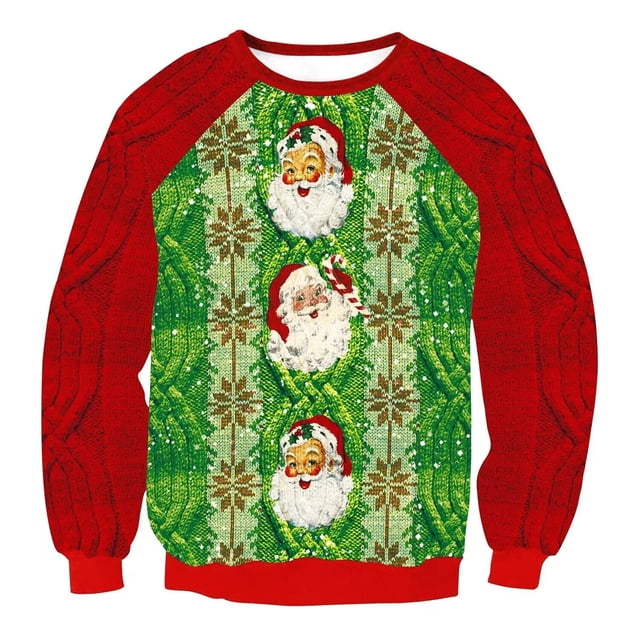 Jerseys navideños para hombres, suéter de cuello redondo con estampado 3D de reno, ropa superior para pareja, sudaderas de fiesta navideña