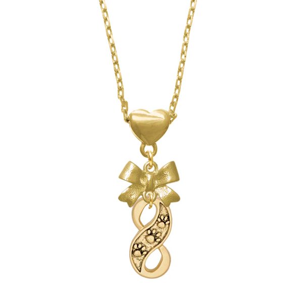 Delight Jewelry Goldtone Paw Prints Infinity Gold tone Heart Necklace