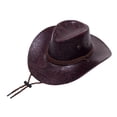 thumbnail image 2 of Western Cowboy Hat for Men Durable Pu Leather Hats Versatile Outdoor Sun Hat Brown, 2 of 8