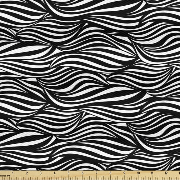 Hipster Fabric by the Yard Upholstery, Contemporary Style Optical Illusion in Bicolored Composition Pattern, Decorative Fabric for DIY and Home Accents, Charcoal Grey and White by Ambesonne