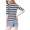 thumbnail image 3 of INSPIRE CHIC T-Shirt pour Femme Fête des Mères Non Doublé Col Rond Manches au Coude Coupe Ajustée Décontracté m Blanc Bleu Foncé, 3 of 8