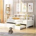 thumbnail image 2 of White Twin Daybed with Pull Out Trundle, Wood Sofa Bed for Guest Room and Apartment, 2 of 10