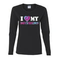 thumbnail image 2 of I Love My Boyfriend Tie Dye Pop Culture Womens Graphic Long Sleeve T-Shirt, Black, Small, 2 of 3