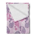 thumbnail image 2 of Mauve Soft Flannel Fleece Throw Blanket, Traditional Turkish Style Paisley with Effects Vintage Print, Cozy Plush for Indoor and Outdoor Use, 60" x 80", Fuchsia Lilac, by Ambesonne, 2 of 5