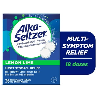Alka Seltzer Effervescent Heartburn Relief Tablets, Lemon Lime, 36 Count