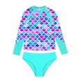 thumbnail image 3 of TiaoBug Kids Girls Swimsuit 2 Piece Set Printed Rash Guard Long Sleeve Shirt with Swim Bottoms Colorful 8, 3 of 5