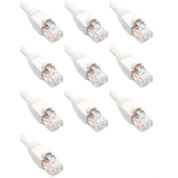 3 Feet Cat6 Ethernet Network Patch Cables White RJ45 m/m (10 Pack)