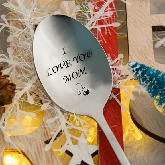 Engraved Stainless Steel Spoon Durable Tableware for Daily Dining Coffee Tea Ideal Gift for Family Friends and Home Table Use,Soup Spoon,1PC,E