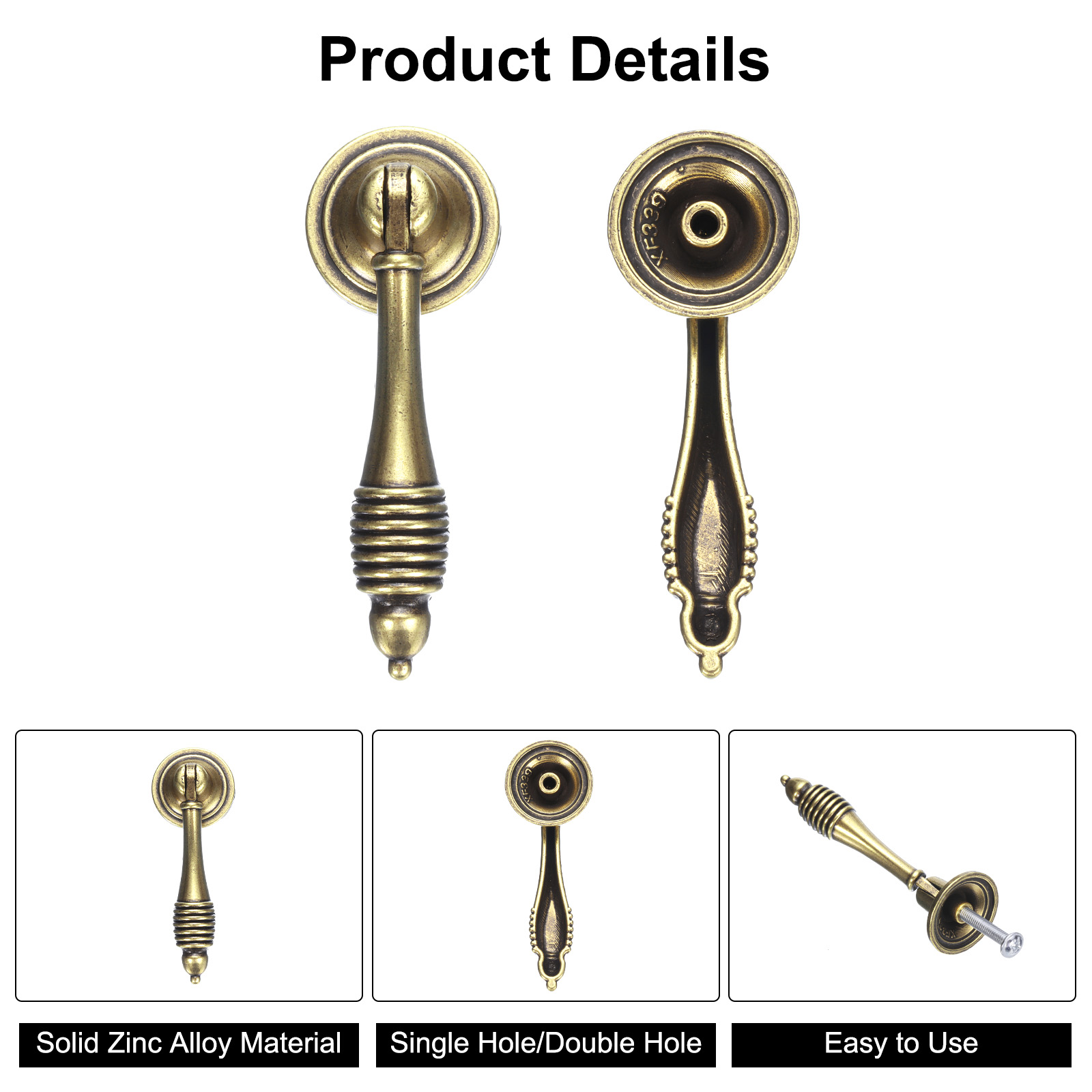 Unique Bargains Vintage Pendant Drawer Pulls with Single Mounting Hole for Furniture
