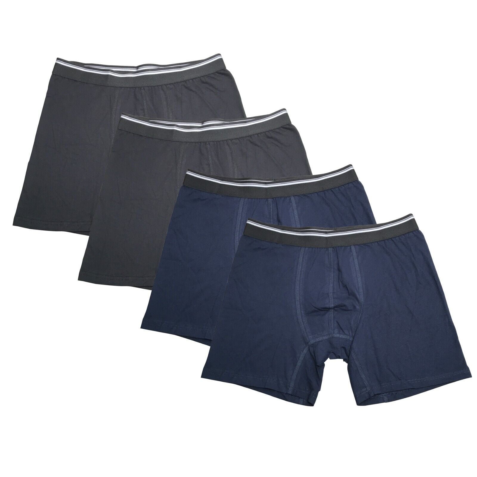 4PK Mens Boxer Briefs Black Cotton Breathable Underwear Soft Comfort