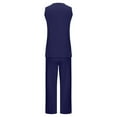 thumbnail image 5 of EQWLJWE Women's Two Piece Lounge Sets with Solid Color Sleeveless Pullover Tops and Wide Leg Pants Summer Tracksuits for Work Beach Vacation Navy(S-2Xl), 5 of 5