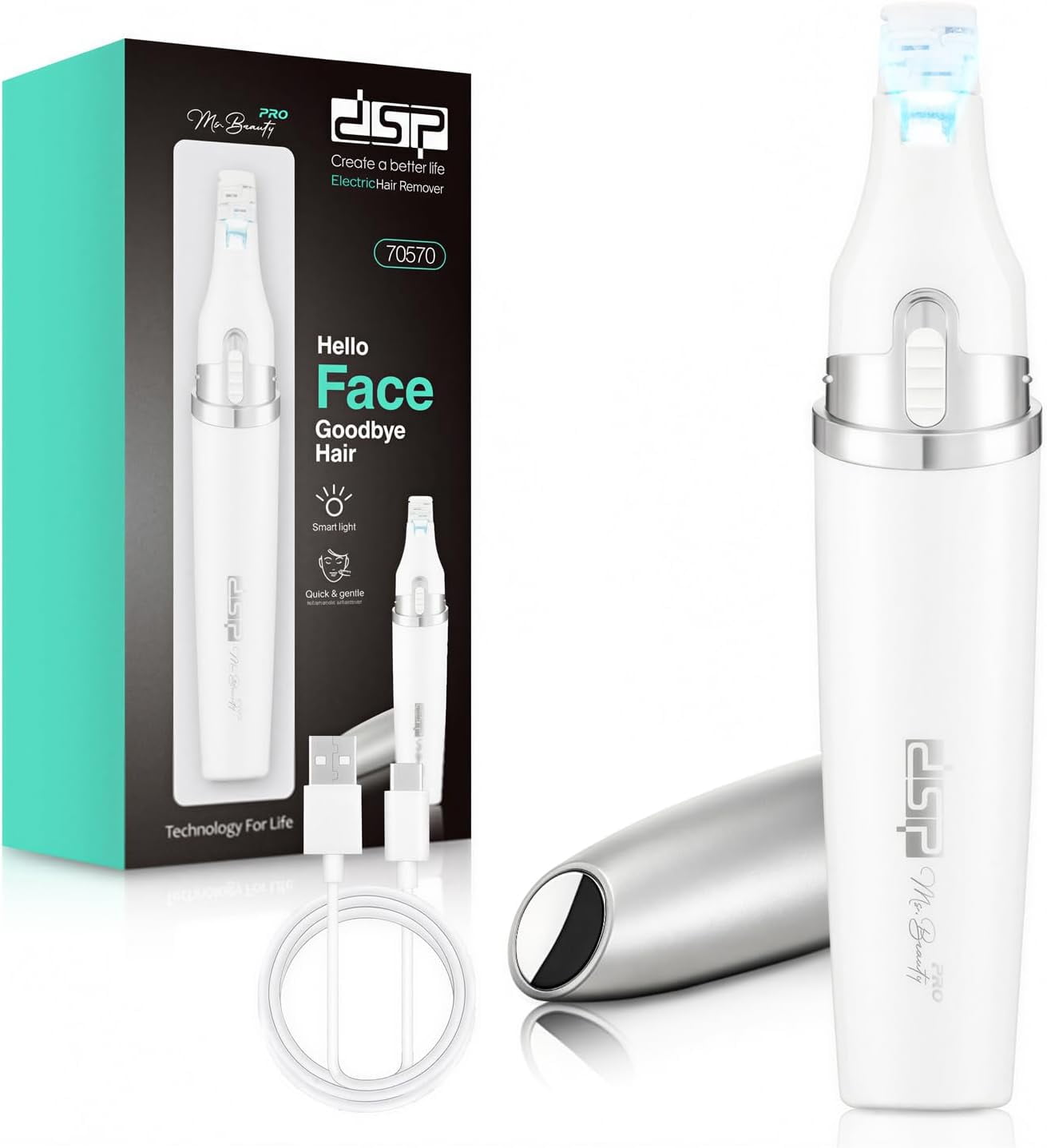 Women's Facial Shaver - Electric Face Razor for Women with LED Light, Removable Blade for Easy Cleaning, Type-C Charge, Gentle Hair Removal Device