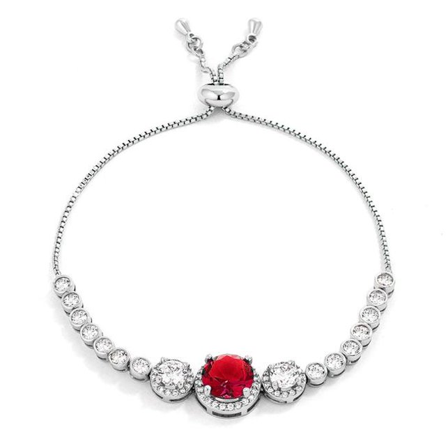 J Goodin B01508R-C10 Bracelet de Tennis Bolo Gradué CZ, Rubis, Rouge & Transparent