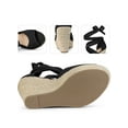 thumbnail image 2 of BLISSFUL STEP Lace Up Espadrilles Wedges Heels Sandals for Women Black 7, 2 of 7