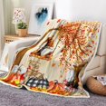 thumbnail image 3 of Fall Gnomes Throw Blanket, Autumn Maple Leaf Pumpkin Harvest Thanksgiving Fleece Flannel Blanket, Fabric Rustic Farmhouse Fall Soft Blanket for Bed Couch Sofa 50"X60"IN, 3 of 5