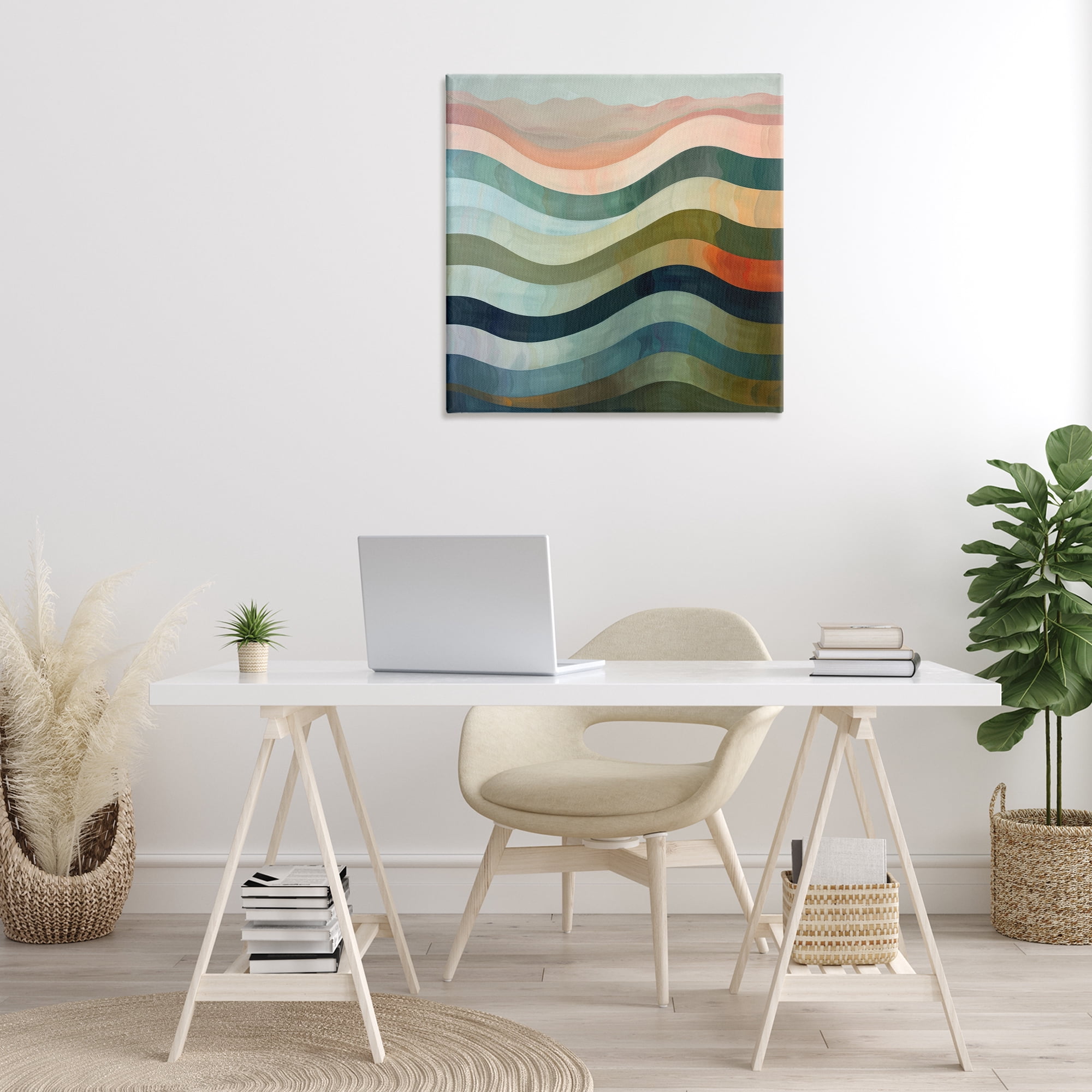 Stupell Industries Fluid Dynamic Stripes Abstract Painting Gallery Wrapped Canvas Art Print Wall Art, 30 x 30