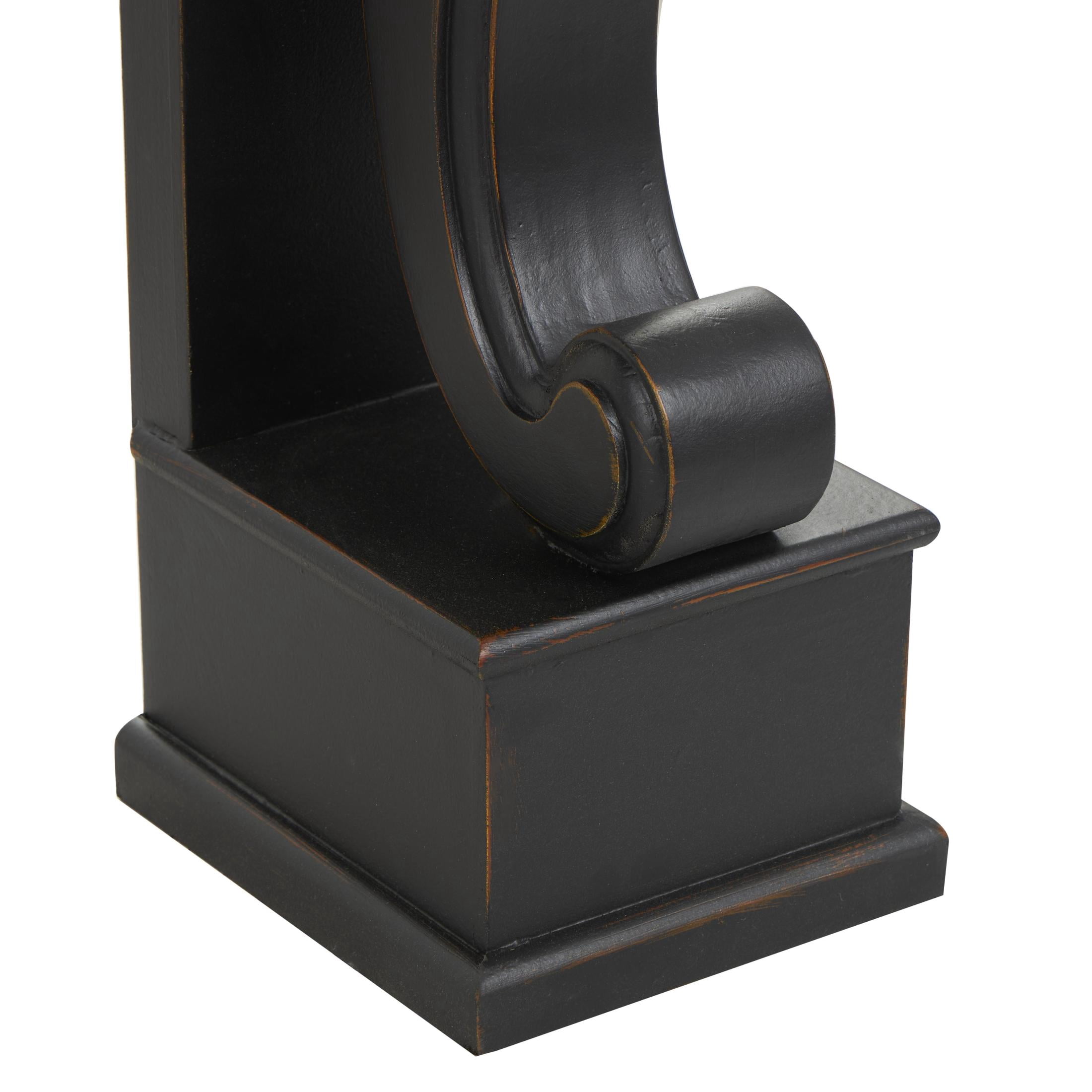 DecMode 45" x 43" Wood Black Freestanding Scroll Surround Fireplace Mantle with Floral Accents