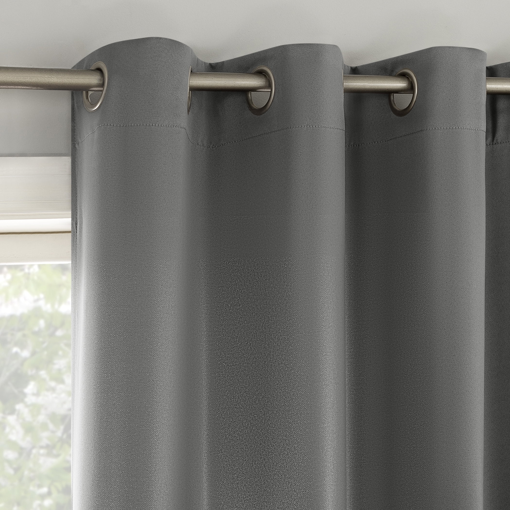 No. 918 Brandon 2-Piece Magnetic Closure Room Darkening  Grommet Top Curtain Panel, Gray, 54.0”W x 96"L
