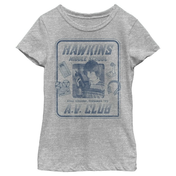Netflix Girl's Stranger Things Hawkins Middle School A.V. Club Graphic T-Shirt