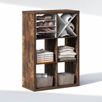 Furinno CUBIC 6-Cube Closet Organizer Open Shelf Extra Thick Frame Amber Pine