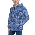 thumbnail image 2 of Picia Blue Mandala Harmony Pattern Youth Hoodie - Warm Pullover Sweatshirt with Kangaroo Pocket, Ideal for Boys and Girls-X-Large, 2 of 6