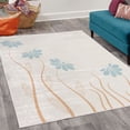 thumbnail image 2 of Flower Decorative Rug, Floral Petals with Striped Leaves and Lines Modern Style Geometrical Design Print, Quality Carpet for Bedroom Dorm and Living Room, 6 Sizes, Pale Blue, by Ambesonne, 2 of 4