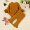 thumbnail image 7 of Otqutp Cute&nbsp;Kids&nbsp;Outfits for Girls Long Sleeve Ribbed Bowknot Romper Bodysuit Ruffles Bell Bottoms Pants Outfits Christmas Gifts 0-12 Months, 7 of 7