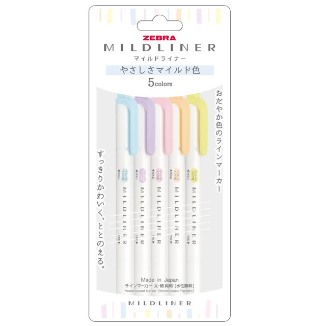 Set de 5 Marcadores Resaltadores Zebra Pen WKT7-5C-YC Colores Suaves