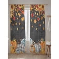 thumbnail image 5 of Fall Sheer Curtains 96 inches Long, Pumpkin Thanksgiving Sunflower Maple Leaf Blackboard Light Filtering Sheer Window Curtains Rod Pocket Voile Drapes for Bedroom Living Room, 52"W x 96"L 2 Panels, 5 of 7