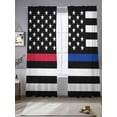 thumbnail image 5 of Sheer Curtains 96 Inches Long, Thin Red Blue White Line Light Filtering Window Curtains for Living Room/Bedroom, American Flag Star Rod Pocket Voile Sheer Curtain Drapes, 52"W x 96"L, 2 Panels, 5 of 8
