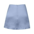 thumbnail image 7 of Womens Mini Skirts Elastic High Waisted Skirts Stain A-Line Skirt (Blue S), 7 of 7