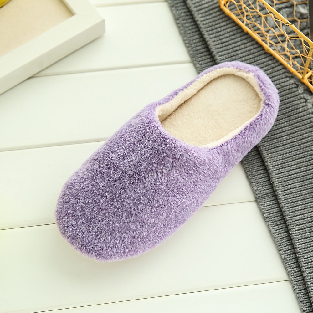Women Warm Home Plush Soft Slippers Indoors Anti-slip Winter Floor ...